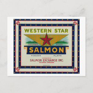 Cartão Postal Astoria, Oregon - Etiqueta do Caso Salmão da Estr