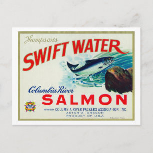 Cartão Postal Astoria, Oregon - Salmão de Água Swift de Thomps