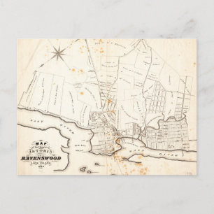 Cartão Postal Astoria & Ravenswood, Mapa de Longas Ilhas (1840)