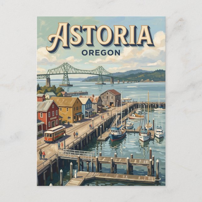 Cartão Postal Astoria Riverfront Oregon (Frente)