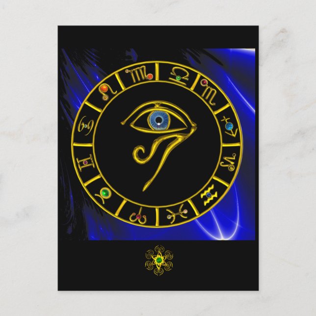 Cartão Postal ASTRAL HORUS EYE,BLUE TALISMAN Astrology Chart (Frente)