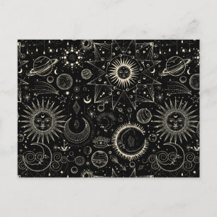 Cartão Postal Astrologia mágica tarot boho celestial