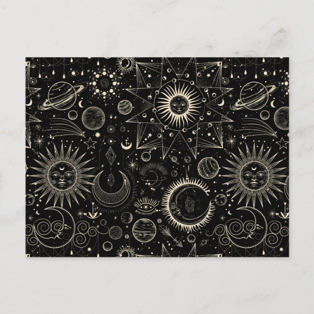 Cartão Postal Astrologia mágica tarot boho celestial (Frente)