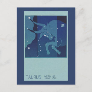 Cartão Postal Astrologia Vintage Zodiac, Constelação Taurus