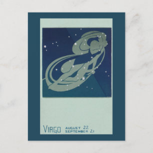 Cartão Postal Astrologia Vintage Zodiac, Constelação Virgo