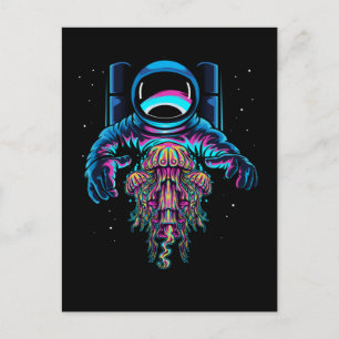 Cartão Postal Astronaut Águas-vivas Colorido Cosmonauta