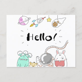 Cartão Postal Astronaut Cosmonaut rocket/raket Postcard