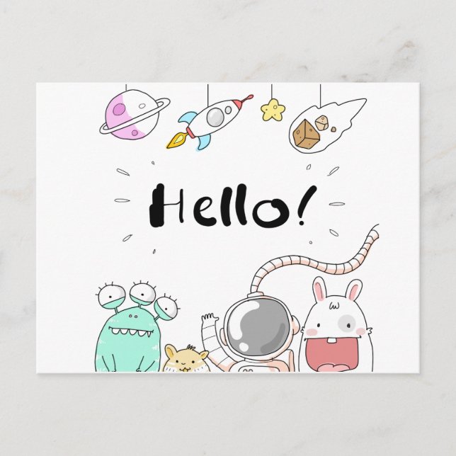 Cartão Postal Astronaut Cosmonaut rocket/raket Postcard (Frente)