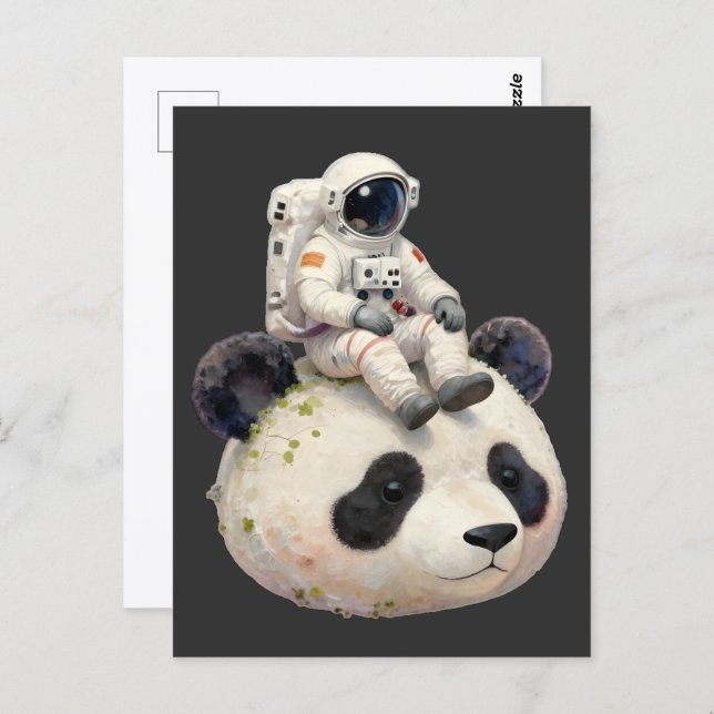 Cartão Postal Astronaut on a Space Panda Surreal Weird and Fun (Frente/Verso)