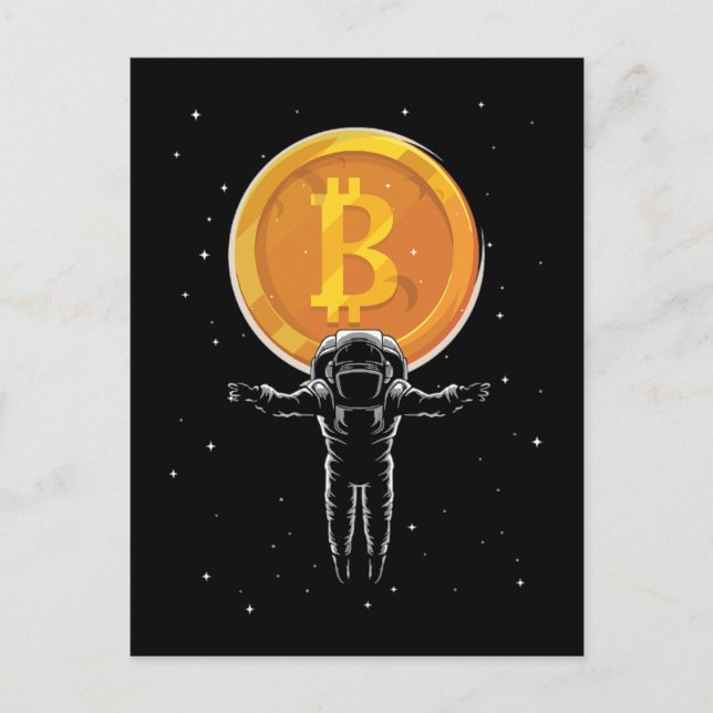 Cartão Postal Astronauta Bitmoeda à Lua - Bitmoney Crypto (Frente)