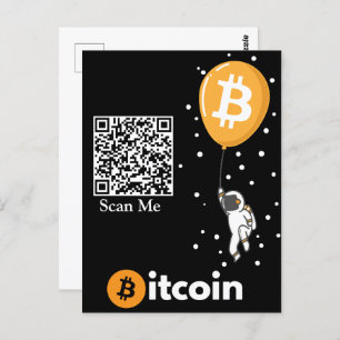 Cartão Postal Astronauta Bitmoeda à Lua - Código Qr Btc Crypto