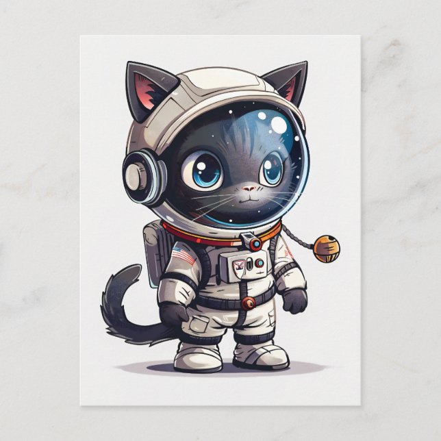 Cartão Postal Astronauta Cat (Frente)