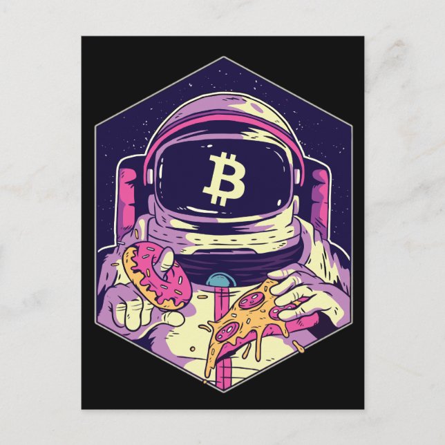 Cartão Postal Astronauta Cripto BITCOIN (Frente)