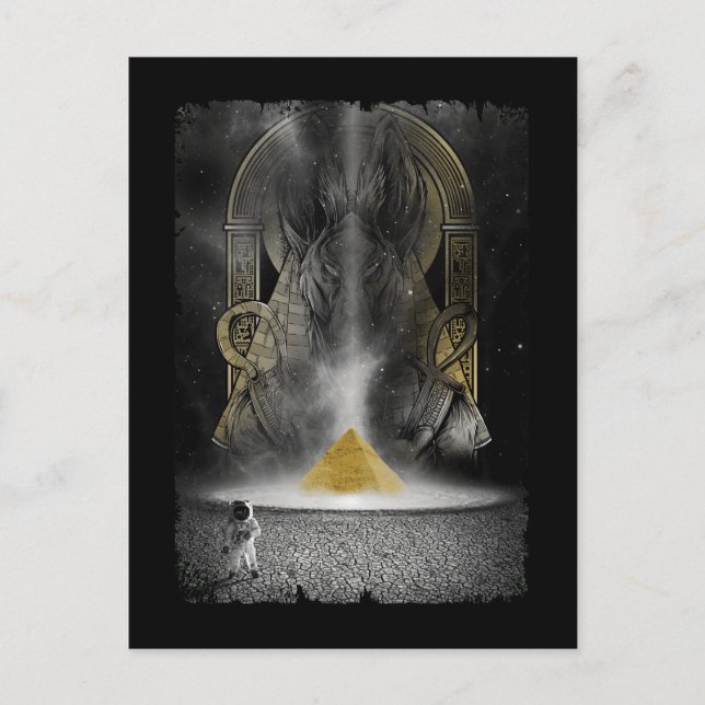 Cartão Postal Astronauta da Lua Anubis (Astronauta) Pirâmide Egí (Frente)