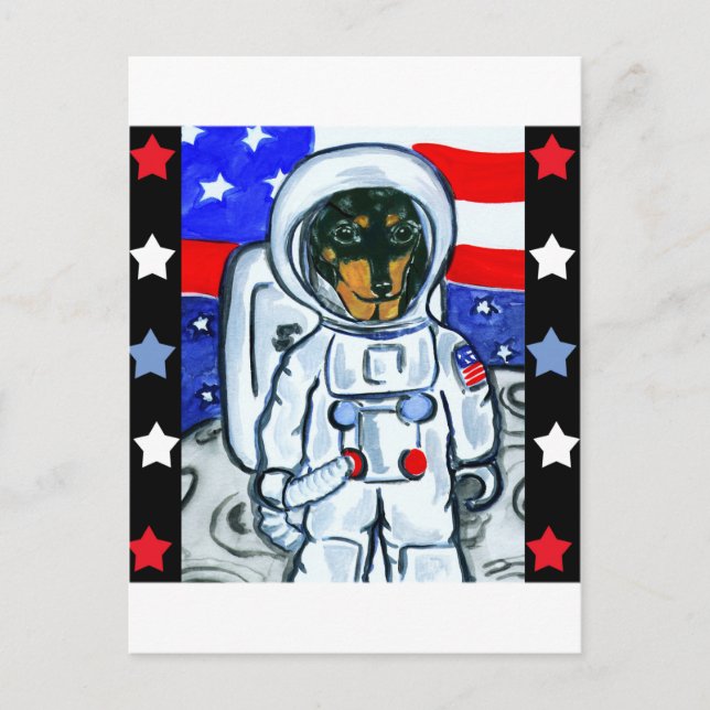 Cartão Postal Astronauta dachshund (Frente)