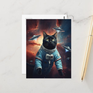 Cartão Postal Astronauta de Gatos Galácticos