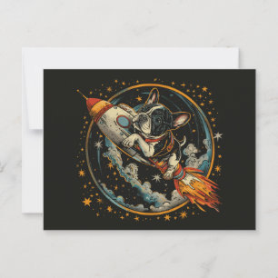 Cartão Postal Astronauta do Bulldog Francês
