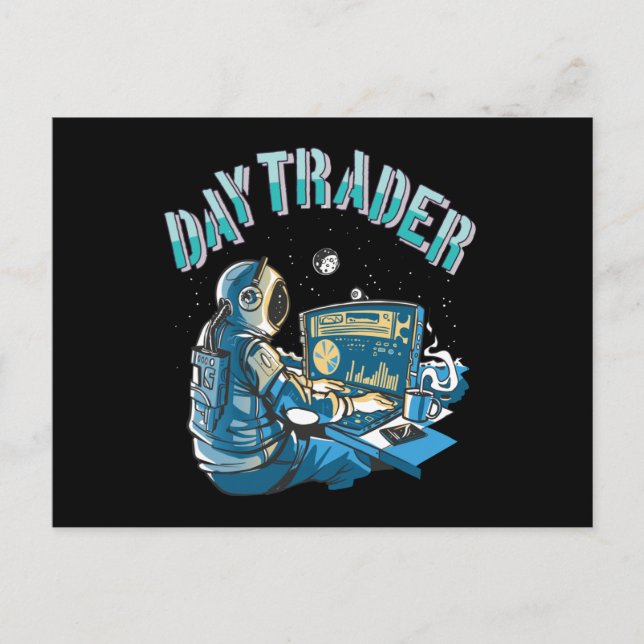 Cartão Postal Astronauta do Dia Trader no espaço (Frente)