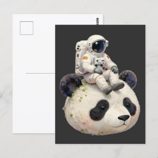 Cartão Postal Astronauta em um Panda Espacial Surreal Esquisito