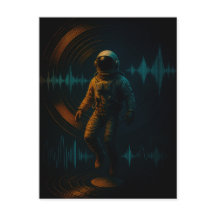 Astronauta Flutuante na Arte Sonora Glitchwave