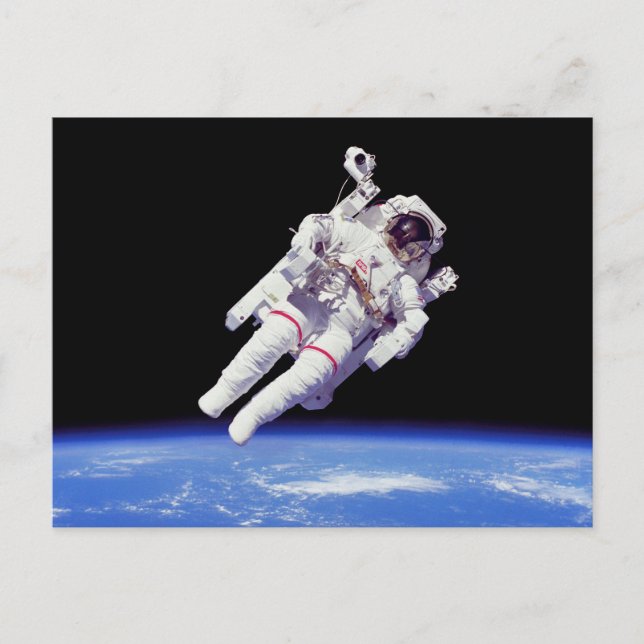 Cartão Postal Astronauta Jetpack Spacewalk Earth Foto (Frente)