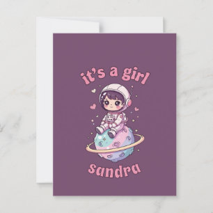 Cartão Postal Astronauta Kawaii É uma Garota