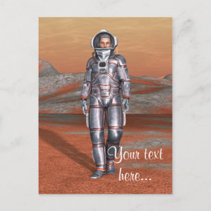 Cartão Postal Astronauta Mars - Explorador de Espaço no Planeta 