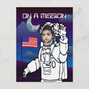 Cartão Postal Astronauta No Aniversário Do Menino Exterior Da Lu