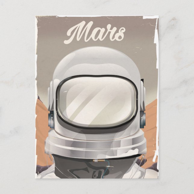 Cartão Postal Astronauta Vintage Mars (Frente)