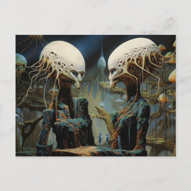 Cartão Postal Astronautas Perdidos Na Paisagem Da Alienígena Do  (Frente)