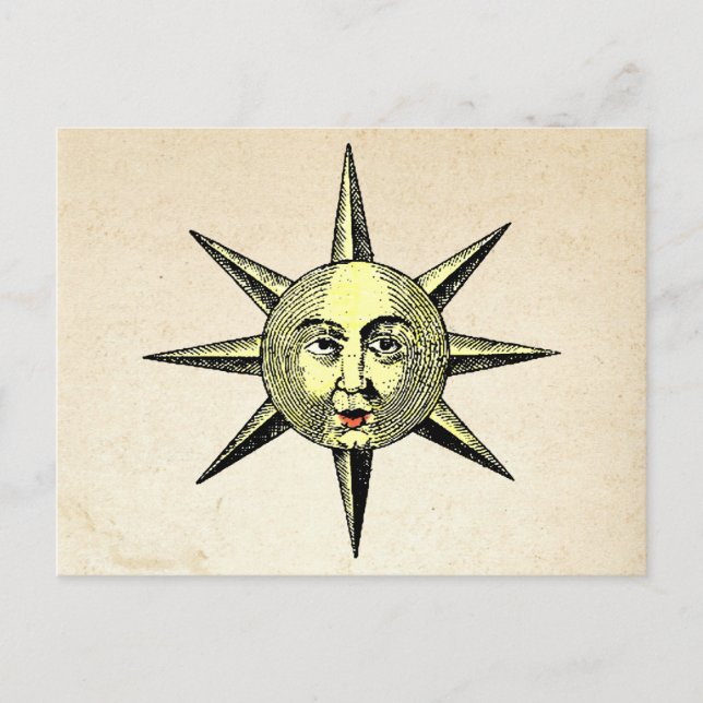 Cartão Postal Astronomia Renascentista - Coloração da face solar (Frente)