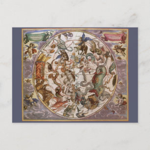 Cartão Postal Astronomia venenosa, constelações do Céu Meridiona