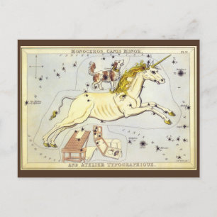 Cartão Postal Astronomia Vintage, constelação Monoceros Unicor