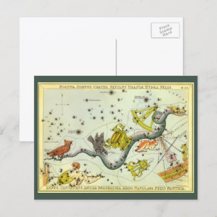 Cartão Postal Astronomia Vintage, Estrelas de constelação de H