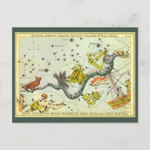 Cartão Postal Astronomia Vintage, Estrelas de constelação de H