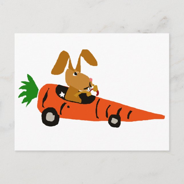 Cartão Postal AT- Cartoon Carrot Cartoon Engraçado Movido a Coel (Frente)