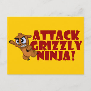 Cartão Postal Atacar Grizzly Ninja