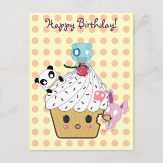Cartão Postal Ataque ao Cupcake de aniversário!