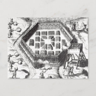 Cartão Postal Ataque em uma vila Iroquois