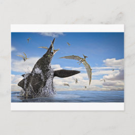 Cartão Postal Ataque Surpresa ao Shonisaurus Dinossaur