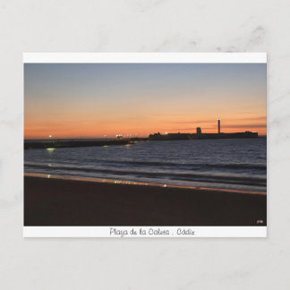 Cartão Postal Atardecer en la playa de la Caleta, Cádis