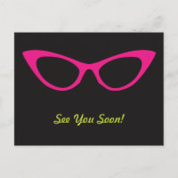 Até Breve Óculos de Gato Rosa Postcard