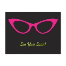 Até Breve Óculos de Gato Rosa Postcard