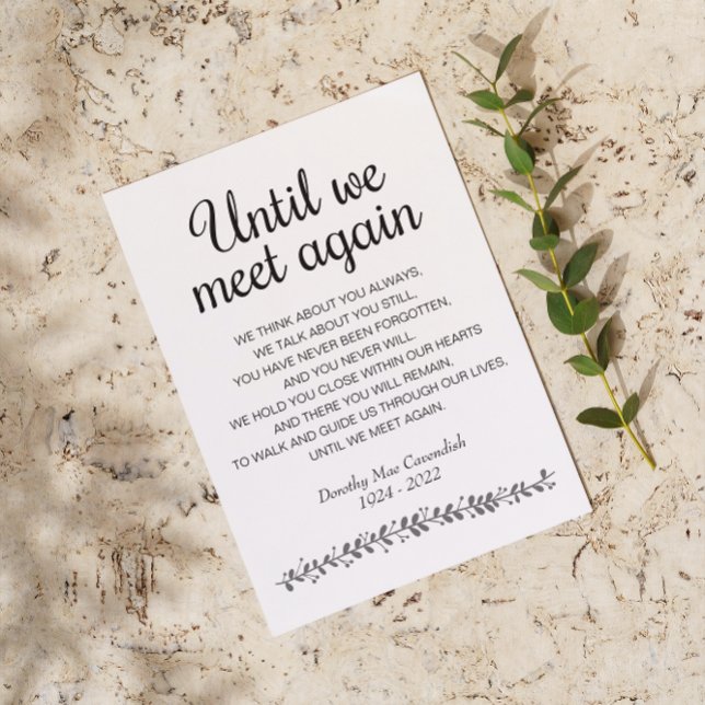 Cartão Postal Até Nos Reencontrarmos Poema de Funeral Memorial (Criador carregado)