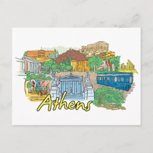 Cartão Postal Atenas, Cidade Famosa da Grécia