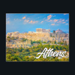 Cartão Postal Atenas, Grécia<br><div class="desc">Este vibrante viagem apresenta uma fotografia da bela e histórica cidade de Atenas,  Grécia,  no início da noite. Sinta-se à vontade para ajustar todas as opções disponíveis,  conforme desejar.</div>