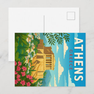 Cartão Postal Atenas Grécia Viagem Vintage Partenon Acrópole