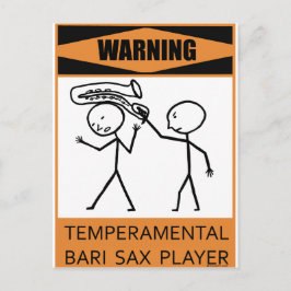 Cartão Postal Atenção Jogador de Sax de Bari Temperamental