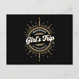 Cartão Postal Atenção Viagem de Meninas em Andamento Férias de V