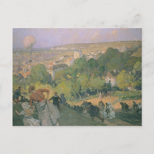 Cartão Postal Aterrissagem com balão na Pré-Rua-Gervais, c.1885 (Frente)